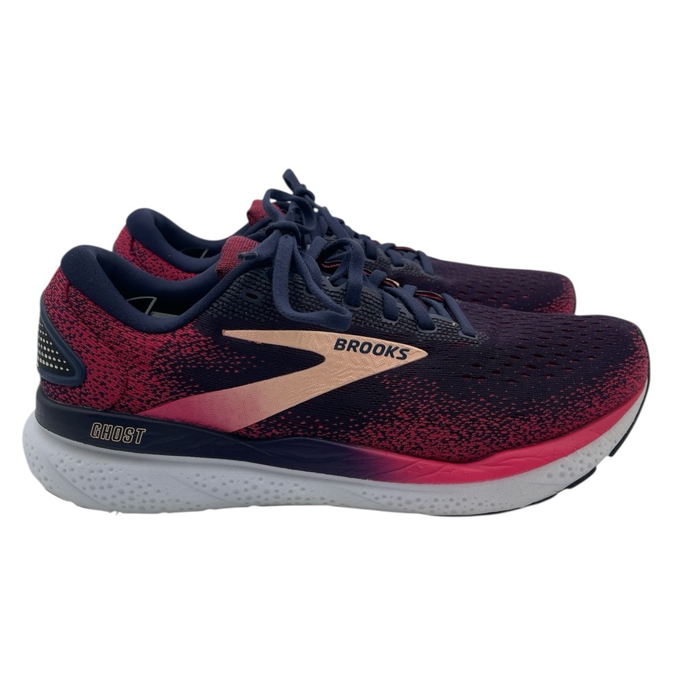 Brooks Ghost 16 Women Size 10 Peacoat Apricot Purple Running Shoe 1204071B422